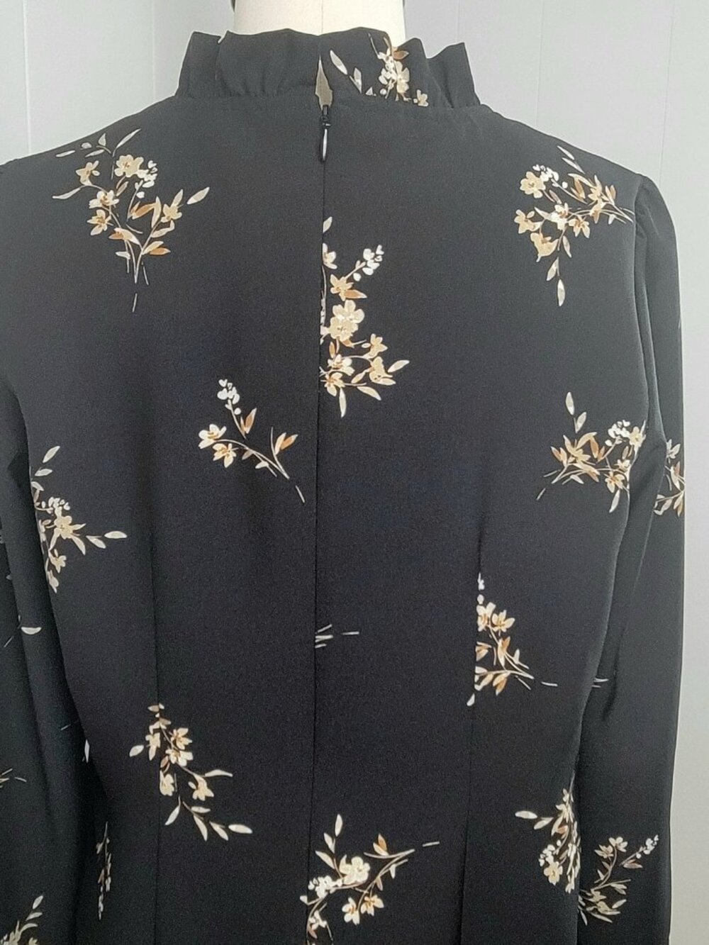 J.Crew Factory Black Floral High Neck Ruffle Shift Dress - Picture 5 of 9